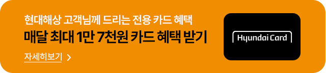 현대해상 고객님께 드리는 전용 카드 혜택. 매월 최대 1만 7천원 카드 혜택 받기. 자세히보기
